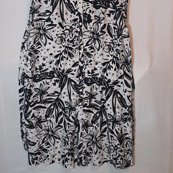 Anthropologie Kindred Womens‎ Plus 3X White/Black Floral Button Up Dress Belth - Picture 4 of 15